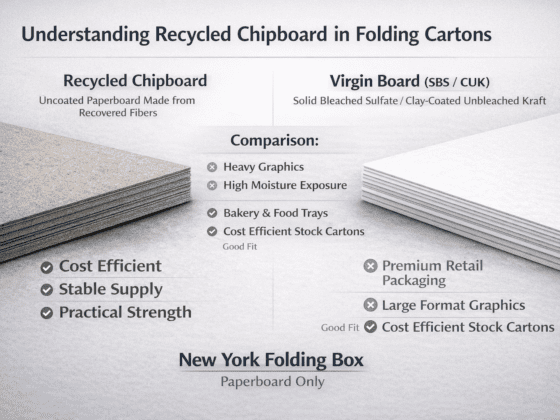 recycled chipboard vs virgin board comparison in packaging specifications