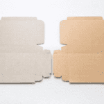 Recycled chipboard folding carton blank compared with kraft paperboard blank used in foodservice packaging